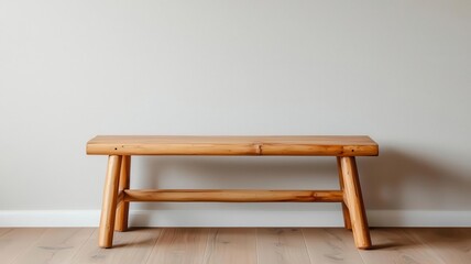 Fototapeta premium Bamboo bench with a simple, rustic design, perfect for entryways or garden seating, bamboo furniture, bamboo bench