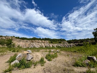 mountain landscape with blue sky and clouds
