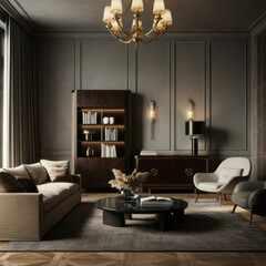 Luxury cozy home interior living room.