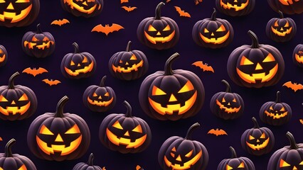 Naklejka premium halloween pumpkin seamless pattern