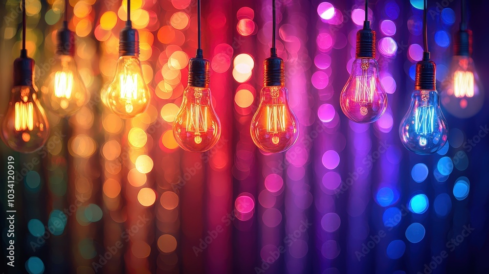 Poster Decorative light bulbs hang against a sparkling backdrop, creating a warm and inviting atmosphere for evening gatherings