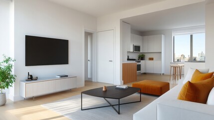 Pet-friendly living space with modern furniture and built-in pet features