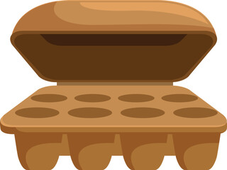 Open egg carton made from recycled cardboard, holding no eggs