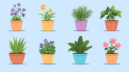 Obraz premium Potted Plants on Blue Background