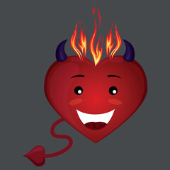 Sticker heart with horns.