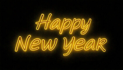 Neon light word happy new year 