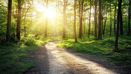Fototapeta premium Sunlit Forest Path
