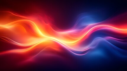 Fototapeta premium Abstract background with flowing, luminous red, orange, yellow, and blue waves.