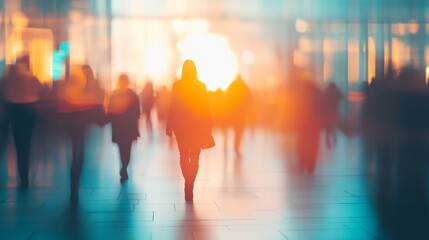 Obraz premium Blurry symphony of motion, capturing the essence of urban life through abstract photography