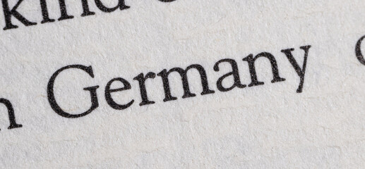 Glossary Germany word on English language print font on newspaper page close up macro view picture