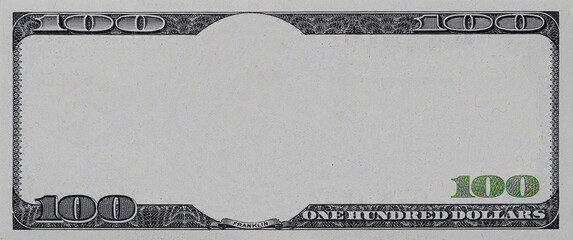 U.S. 100 dollar banknote. Elements on white background