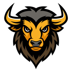 Bison head mascot logo vector illustration