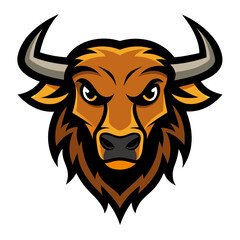 Bison head mascot logo vector illustration