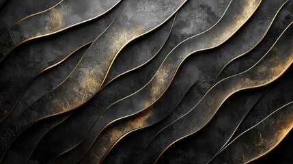 Obraz premium Black and gold wavy lines.