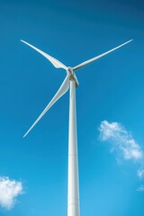 Urban Wind Turbine Against Blue Sky
