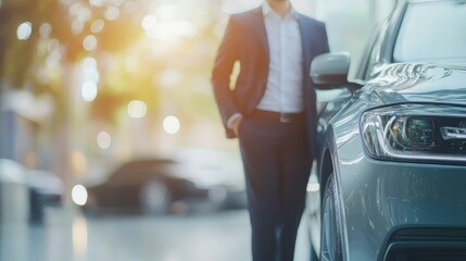 Man and machine, a captivating visual of style automotive elegance