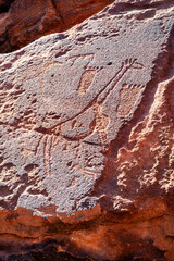 Rock engravings, ancient petroglyphs of animals at Twyfelfontein, Damaraland, Namibia