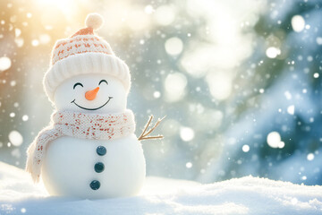 funny snowman in the snow