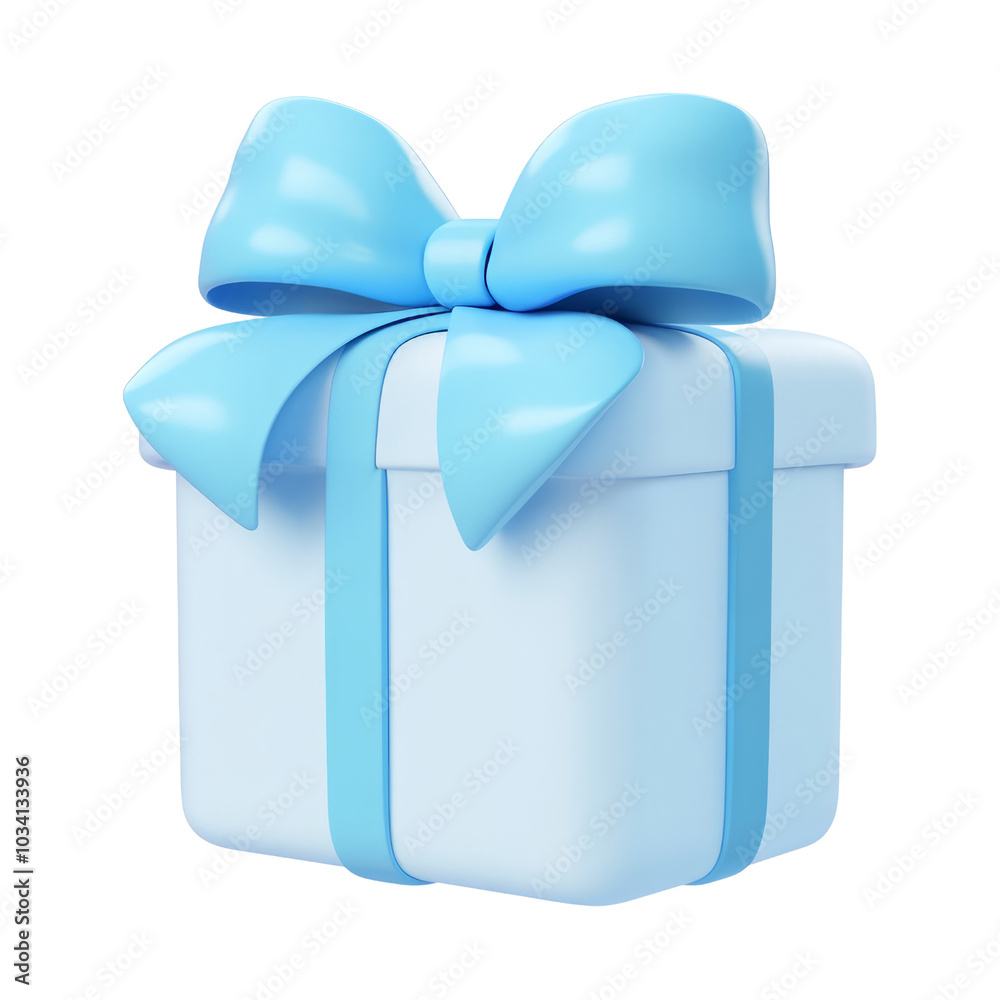 Canvas Prints blue gift box with ribbon 3d render icon isolated on transparent background cutout