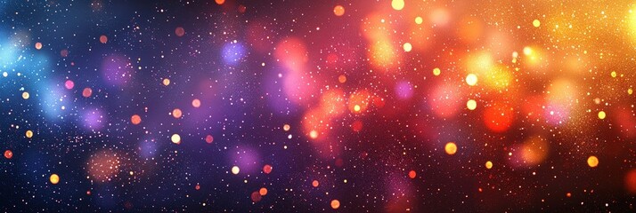 Fototapeta premium A lively display of colorful bokeh lights creates an enchanting atmosphere against a dark backdrop, enhancing the festive mood during a nighttime celebration