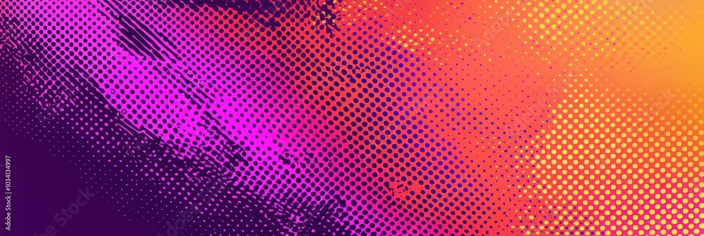 Leinwandbilder an abstract composition features a striking combination of purple and orange shades with dotted patt