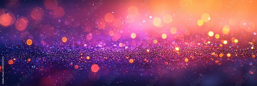 Poster Colorful bokeh lights in shades of purple and orange create a striking abstract design, perfect for backgrounds or artistic projects that capture attention