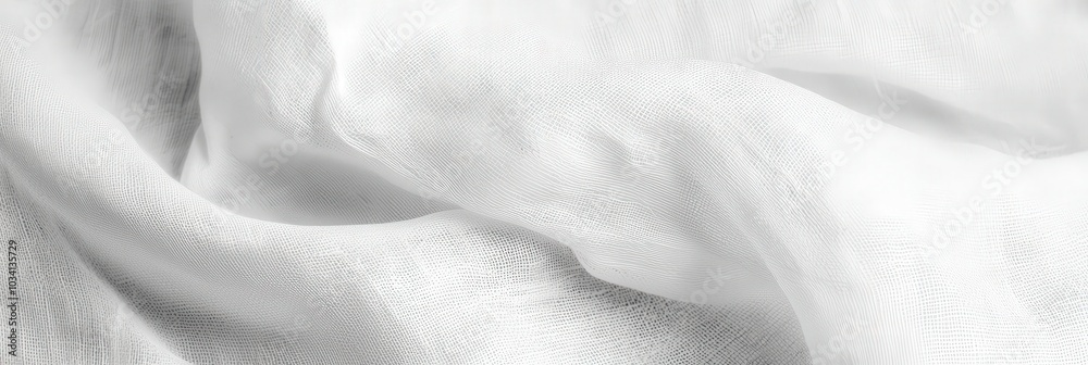 Poster a gentle wave of white fabric falls gracefully, illuminated by soft natural light, creating a peacef