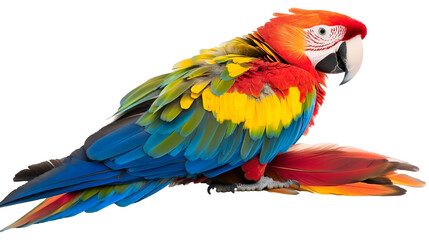 Obraz premium A vibrant parrot with colorful feathers isolated on a transparent background, PNG 
