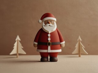 A minimalist illustration of a small Santa Claus figure placed in the center of the image.