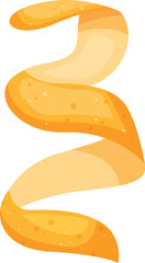 Orange peel hanging and making a decorative swirl, isolated on a white background