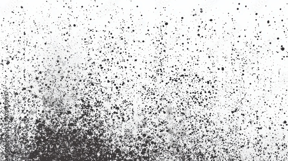 Poster An artistic display featuring a dynamic blend of black and white watercolor splashes featuring various dot sizes and a soft gradient effect