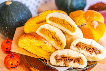 カボチャとキノコのおやき