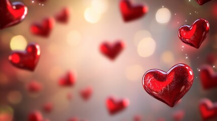 Obraz premium The banner on the background of Valentine's Day is an abstract panoramic background with red hearts.