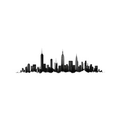 Obraz premium Silhouette of a city skyline against a transparent background.