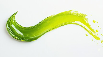 A smear of fresh aloe vera gel forming a wave-like shape on a crisp white background