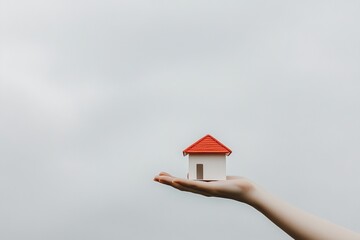 Naklejka premium human hand with small house