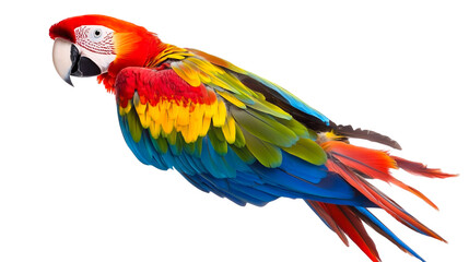 Obraz premium A vibrant parrot with colorful feathers isolated on a transparent background, PNG 
