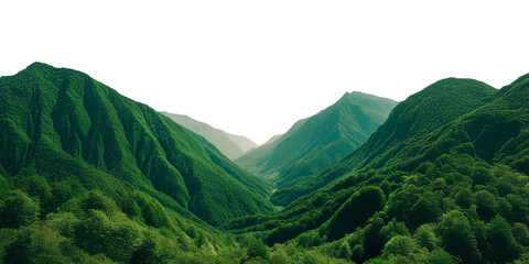 Green Mountain Landscape, Hill & Valley, Outdoor Beauty, Isolated Transparent PNG Background
