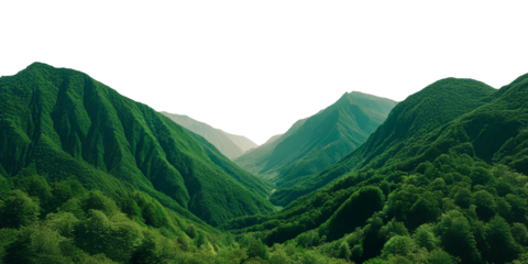 Green Mountain Landscape, Hill & Valley, Outdoor Beauty, Isolated Transparent PNG Background
