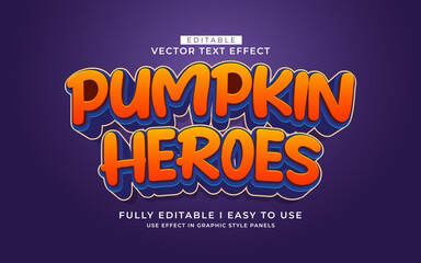 3d editable pumpkin heroes text effect graphic style template