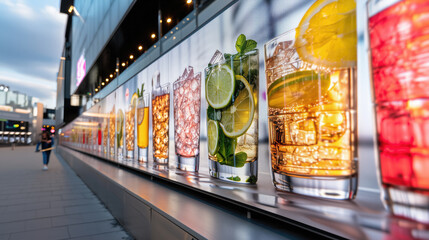 drinks billboard advertisement for 10 different drinks together 
