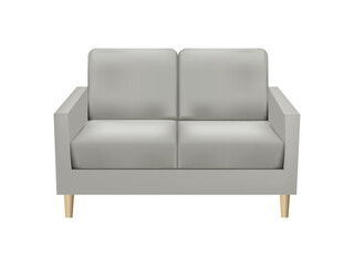 Modern realistic gray sofa on white background. 3D for interior design relaxation concepts at home, office, beauty salon, web banner and etc.