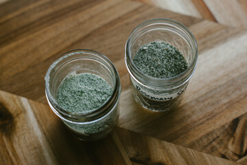Mason Jars of homemade herbal salts