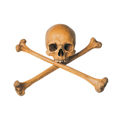 Skull and crossbones symbol, white isolate background.