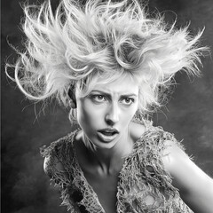 elaborate punk wild hairstyle,  