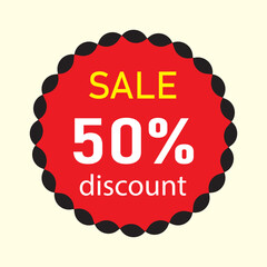 Sale discount 50% red tag label design.