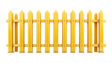 Wooden yellow fence isolated on a white background. 