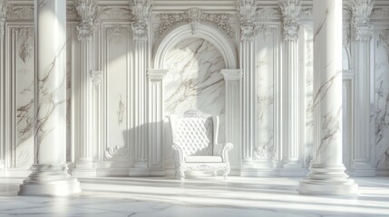 Naklejka premium Elegant Spacious White Interior with Marble Accents