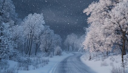 Fototapeta premium Snowy Forest Road