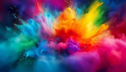 A vibrant and colorful explosion of paint, creating an abstract and dynamic background.